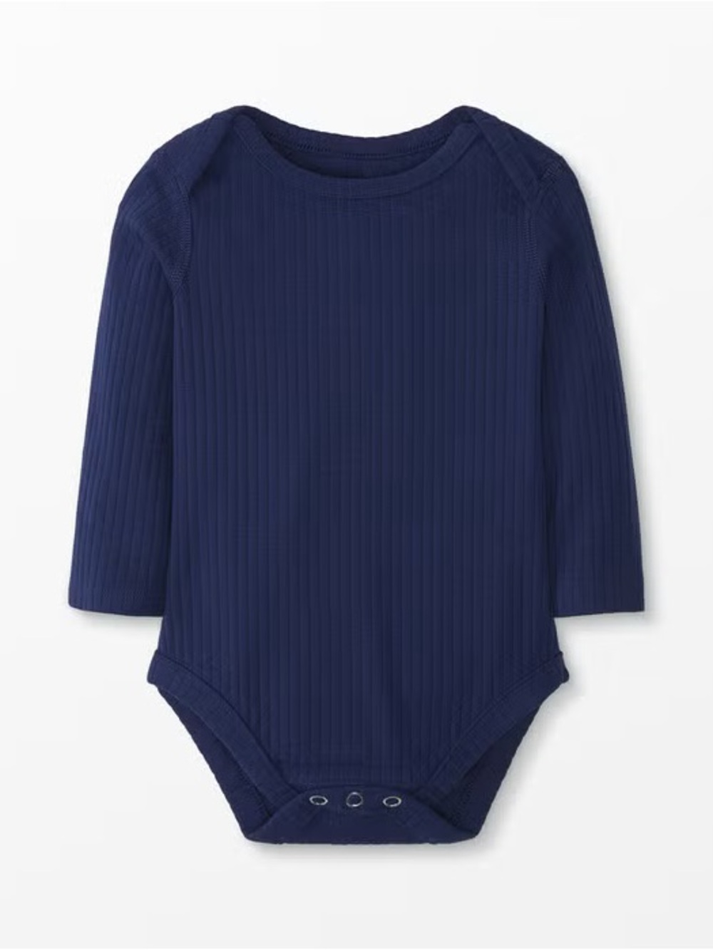 Hanna Andersson Deep Navy Ribbed Long-Sleeve Baby One-Piece